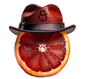 blood orange wearing a fedora